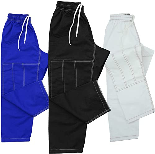 Roar Kids Brazilian Jiu Jitus Gi Pants BJJ Kimono Pants MMA Grappling BJJ Gi Pant Martial Arts and Kick Boxing (C2, Black)