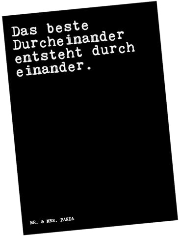 Mr. & Mrs. Panda Fotokarte Das beste Durcheinander entsteht... - Geschenk, Postkarte, Freundin, Freund, Chaos, Liebe, Ansichtskarten, Valentinstag, Kunstkarten, Ansichtskarte, Postkarten, Sprüche