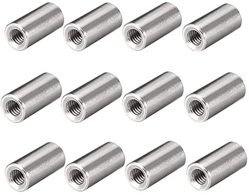M5 304 Stainless Steel Threaded Sleeve Rod Bar Stud Round Coupling Connector Tube Nuts Silver Tone 20pcs(8 * 20mm/0.31 * 0.79in)