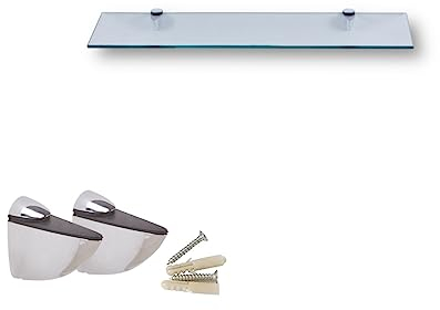 Euro Tische HOOZ Glasregal aus Sicherheitsglas 40 x 13 x 0,6 cm mit Halterung Klarglas