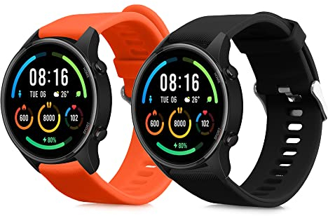 kwmobile Bracelet compatible avec Xiaomi Mi Watch/Mi Watch Color Sport bracelet - 2x bracelet de rechange en silicone pour fitness tracker