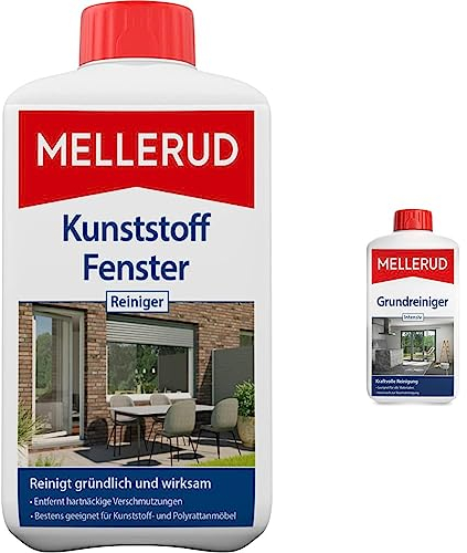 Mellerud Kunststoff Fenster Reiniger – Wirkungsvolles Mittel gegen hartnäckige Verschmutzungen an Fensterrahmen, Rollläden & Grundreiniger Intensiv 1,0 l