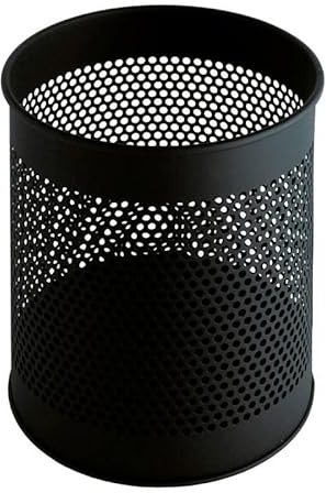 PROREGAL Runder perforierter Papierkorb aus Metall | 15 Liter, HxØ 32x26cm | Schwarz