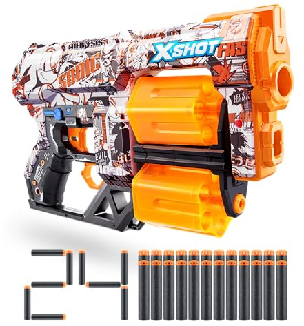 XSHOT Skins Sonic Retro Dread Blaster – Skin mit Sonic The Hedgehog (24 Darts) von ZUR