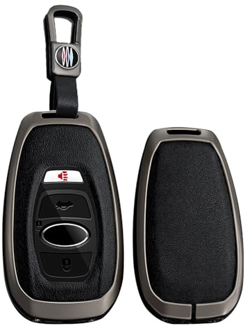 TECART Smart Autoschlüssel Hülle Cover Passt für Subaru Legacy Impreza WRX XV BRZ Forester Levorg Trezia Leder Tragbar Schutzhülle Schlüsselcover Zubehör Schlüssel Schutz 3 Taste A Schwarz Schwarz