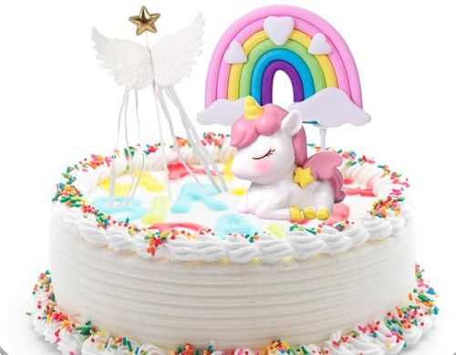 3 Pcs Las Decorativas de Estrella de Unicornio Pastel Pastel Cumpleaños de Nube Decoración de Tarta Arcoíris Infantil Topper Tarta Cumpleaños se Puede Utilizar Para Decoración de Pasteles