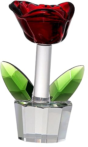 TOPPERFUN Kristallblumenfigur Rote Rosenfigur Blumenstrauß-Statue Für Romantische Veranstaltungen Zum Valentinstag