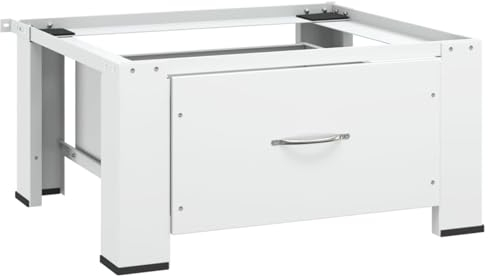 Rantry Stahl Waschmaschinensockel mit Schublade, 100kg Tragfähigkeit, rutschfest - Weiß Model50448