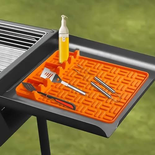 Blackstone Grillmatten für Outdoor-Grill, Silikon-Grillabdeckung, Werkzeugmatte mit Tropf-Pad, wiederverwendbar, antihaftbeschichtet, Grill-Caddy, Utensilienhalter für Küche, Kochen und Arbeitsplatte,