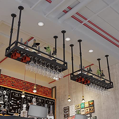 Casier À Vin Suspendu 2 Pièces | Support Flottant En Fer Forgé | Style Campagnard Rétro | Étagère De Rangement Élégante Pour Cuisine, Restaurant, Bar Ou Cave À Vin | Longueur 50/60/80/100/120 Cm