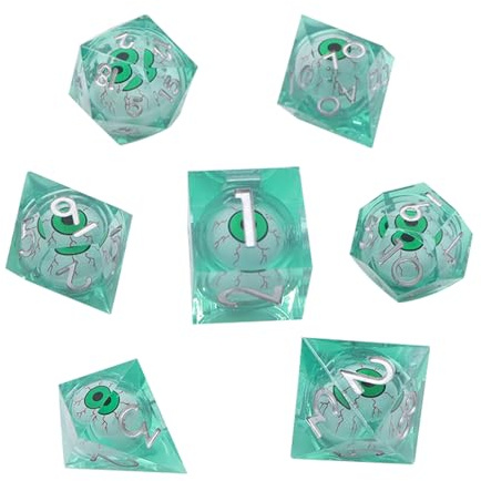 Sarini DND Dragon Eye tärnings-set harts skarpa kanter tärningar set med presentask, fängelsehålor och drakar polyhedral DND tärningar rollspel tärning set (grön)