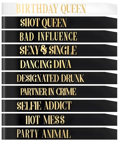 GALAMAX 10Pcs Birthday Sash for Women Girls Birthday Queen Sash Happy Birthday Sash Satin Sash Party Favour Birthday Gift Birthday Accessories for Women