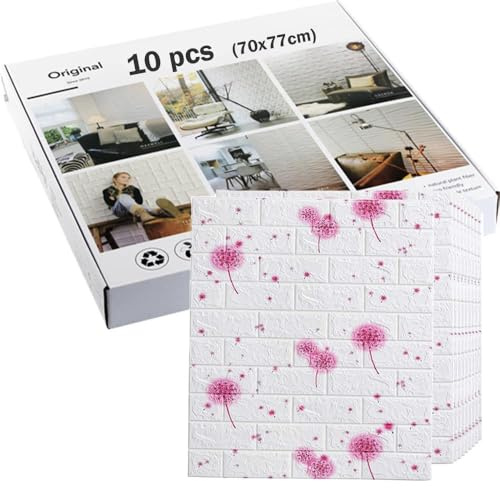 Carta Da Parati 3d, Pannelli Decorativi Per Pareti, 10 Pezzi 70x77cm, Carta Da Parati Adesiva Muro, Pannelli Adesivi Per Pareti, Pannello Decorativo Parete, Rivestimento Parete (Fiori, Mattoni)