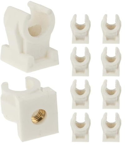 tecuro 10 Stück Rohrclip Rohrschelle Klemmschelle einfach 10mm - mit Messing Gewindebuchse M6, aus Kunststoff - Weiß, für Rohre und Schläuche Ø 10 mm