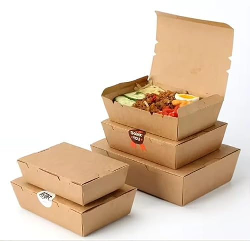 Arredo Chef Boîte Alimentaire en Carton Kraft – Emballage Étanche et Résistant à la Chaleur pour Repas à Emporter Lot de 100 pcs. (Sans Fenêtre, 500 ML)