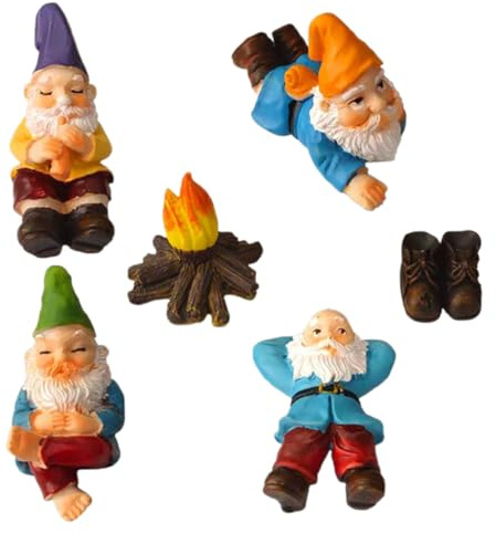 PHENOFICE Kreative Gartenzwerg Skulptur aus Kunstharz Wetterfeste Miniatur Gartenfigur für Gartengestaltung und Geschenk im Gartenlandscape