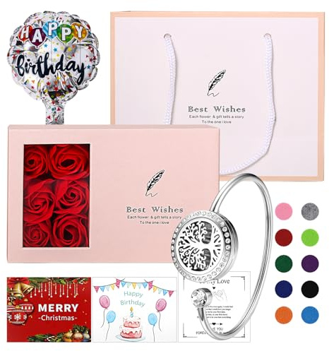 JewelryWe Schmuck Damen Armband Edelstahl Blumen Lebensbaum Baum des Lebens Aromatherapie Diffusor ätherisches Öl Parfum Armreif, Silber