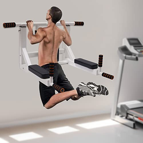 Klimmzugstange Wand Klimmzug Fitness Dip Station, Multifunktionale Klimmzugstange Wandmontage Klimzugststange für Zuhause mit rutschfestem Schaumstoffgriff, Belastbarkeit bis 200kg