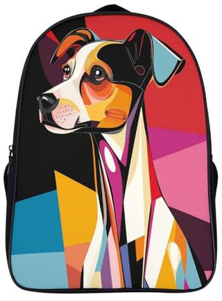 CTAMM Hund Illustration Kinderrucksack,große Kapazität,Schultasche,Kindertasche,Teenager Modern Abstrakt Rucksack 16inch