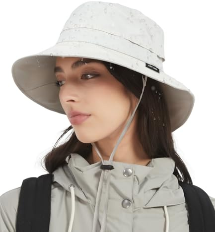 Creekstone Unisex Cappello da Pescatore impermeabile da Pioggia per Donne e Uomini, Floppy Cappello da Sole Estivo UPF50+, Trekking Viaggio Ripiegabile (IT, Testo, Taglia unica, Grigio Freddo)