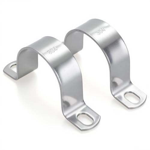 10 PCS 1-5/8 Inch, 304 Stainless Steel Thickened Pipe Clamps, Heavy-Duty Two Hole U-Bracket Conduit Clips for HVAC, Electrical, Plumbing, Secures Rigid Pipe/Tube on Wood/Metal/Concrete (42mm)
