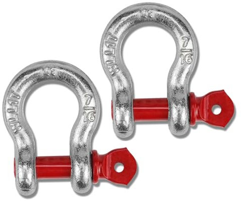 2 Pièces Manille à Anneau D Manille en Acier Galvanisé Manille à Haute Résistance Manille de Remorquage avec Boulons à œil pour Le remorquage et Le Levage (WLL : 1,5 t)