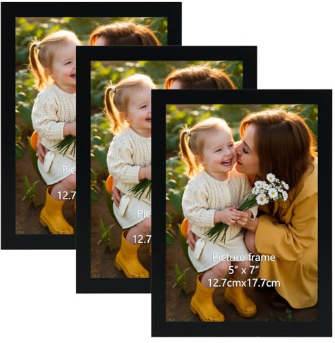 Hoikwo Schwarz Bilderrahmen 13x18 cm - Moderne Schwarze Fotorahmen für Wand oder Tisch, 3er Set Rahmen für Fotos, Bilder