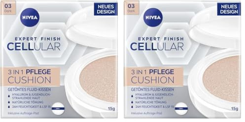 NIVEA 3in1 Anti-Age Pflege Kissen für natürliche Tönung und Feuchtigkeit, Für Helle Hauttypen, 15 ml (Packung mit 2)