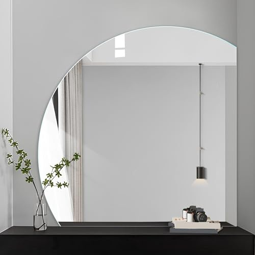 XUQQU 80 Cm Specchio da Bagno A Mezzaluna, HD Specchio da Parete in Vetro Senza Cornice, Specchio Cosmetico Decorare per Soggiorno, Camera da Letto, Ingresso(80cm/31.4in)