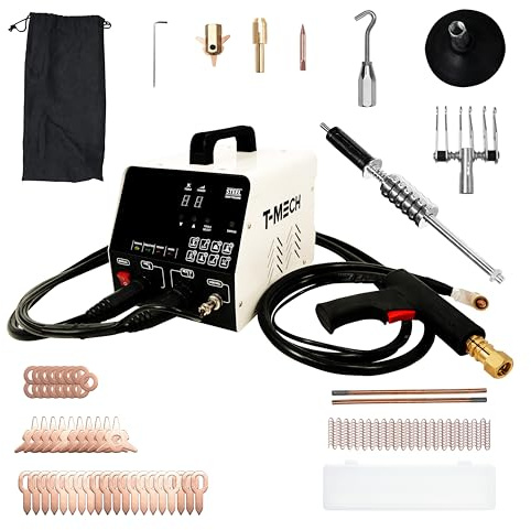 Spot Dent Puller 3KW Stud Welding Machine Automotive Vehicle Car Body Bonnet Door Repair High Powered Professional Sheet Metal Welder 220V 3KW 0.6-1.6mm Thickness 7 Modes Attachments & Accessories Kit