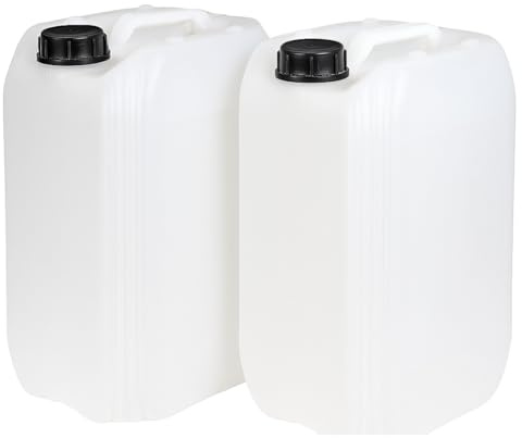 2 X 25L Water Container – Heavy Duty Stackable Jerry Can with DIN 61 Cap | Camping Water Carrier | Plastic Water Storage Tank | Ideal for Outdoor, Emergency, and Industrial Use