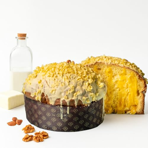 Panettone Artigianale al Latte e Burro di Bufala - Crema di Limone della Costa d'Amalfi - Riccioli di Limoni - Senza Uvetta e Canditi - Pasticceria La Torraca - 1,2 Kg - Cilento - Campania