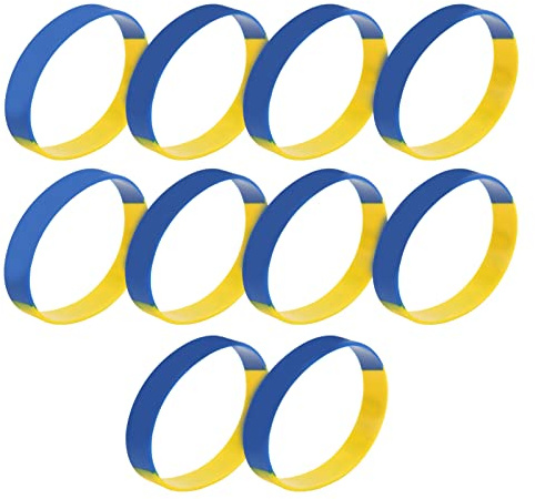 Sonew Packung von 10 Ukrainischen Gummi -Armbändern für Sportfans und Unterstützer - 1,2 Cm Breite Ukraine Armbänder mit Flaggendesign für Männer und Frauen