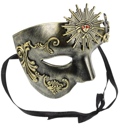 Homoyoyo Masque Vénitien Steampunk pour Homme Demi-visage Ajustable Style Carnaval Masque de Bal Masqué pour Fêtes et Cosplay