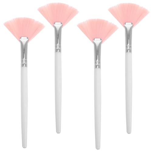 IMIKEYA 4 Stück Make Up Pinsel Fächerpinsel Puder und Foundation Pinsel mit Langem Griff Nylonborsten Rosa Gesichtspinsel für Damen zum Verblenden und Fixieren