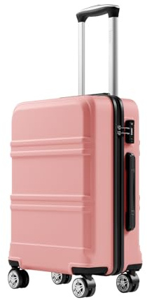 KONO Handgepäck Koffer ABS+PC Hartschalenkoffer, Kabinenkoffer 52x38x21 cm für Lufthansa & Eurowings, Leichter Reisekoffer mit Rollen und TSA Schloss für Kurzreisen (Rosegold)