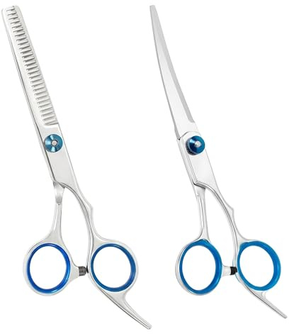 2 Pieces Dog Grooming Scissors Set with Safe Round Tip, for Salon and Home