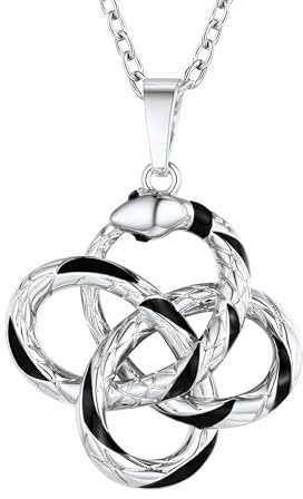 14K guldfyllt ormhalsband för män och kvinnor, 925 sterling silverhalsband, kraftfull symbol mystiska Ouroboros, retrogotisk