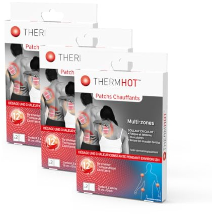 ThermHot - Patch riscaldanti multizone, set di 3 x 2 toppe – Diffusione di calore fino a 40 °C, azione riscaldante prolungata, comfort muscolare, crampi disagi articolari e mestruali