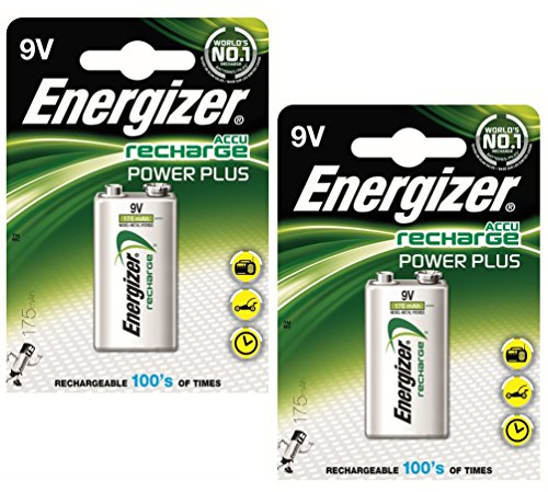 Energizer 633003 Batteria ricaricabile, 9 V, NiMH, 175 mAh, HR22, 5 V, confezione da 2 pezzi