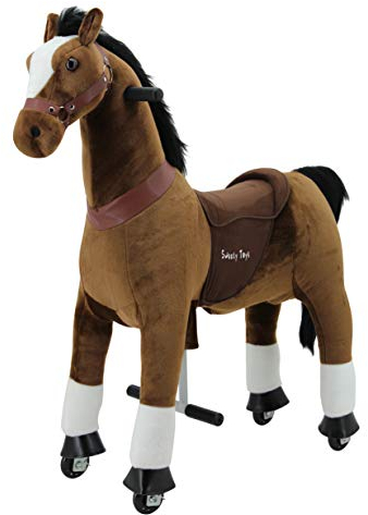 Sweety Toys 7301 Reittier gross Pferd CHOCOLATE auf Rollen für 4 bis 9 Jahre -RIDING ANIMAL