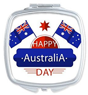 DIYthinker Australien Flavor Happy Australia Day Flagge und Stern-Illustration Platz Compact Make-up Taschenspiegel Tragbare Nette kleine Handspiegel