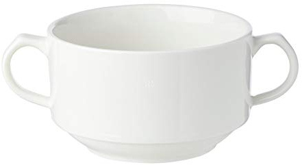 Wilmax Wl-991230/A Suppentassen aus weißem Porzellan, 350 ml, 10,5 cm, spülmaschinenfest, leicht zu reinigen, feines, englisches Porzellan, 4 Stück
