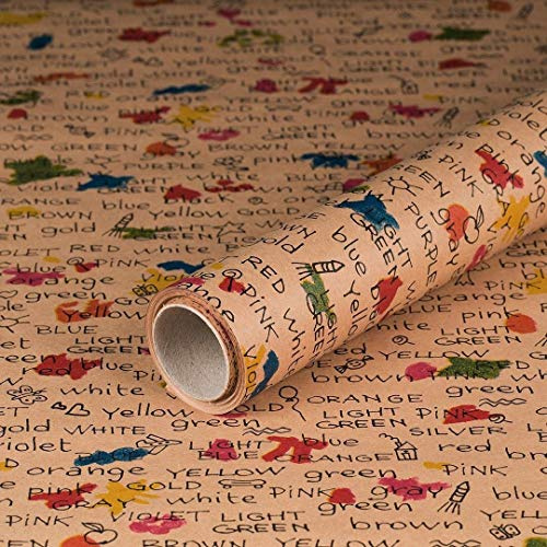 Geschenkpapier Colors, Kraftpapier, Geburtstagspapier, glatt, 0,70 x 10 m