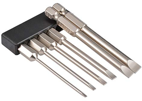 KATUR 6Pcs Tête hexagonale à tête plate magnétique, embout fendu, embouts de tournevis pour PC, lunettes, téléphone mobile, ordinateur portable, réparation de montres (longueur de 75mm)