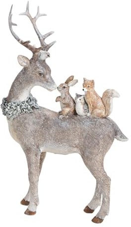 Deko-Figur/Weihnachts-Figur Hirsch mit Wald-Tieren & Glitzer Weihnachten Weihnachts-Deko Weihnachtsschmuck Advent Winter Dekoration Geschenk