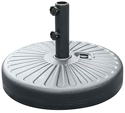 Alfresia Round Plastic Parasol Base - 22-Litre Heavy Duty Base - Secure Fillable Plastic Umbrella Base for Patio, Garden or Outdoor Space, Sand or Water Filled, Round Shaped, Easily Portable, Black