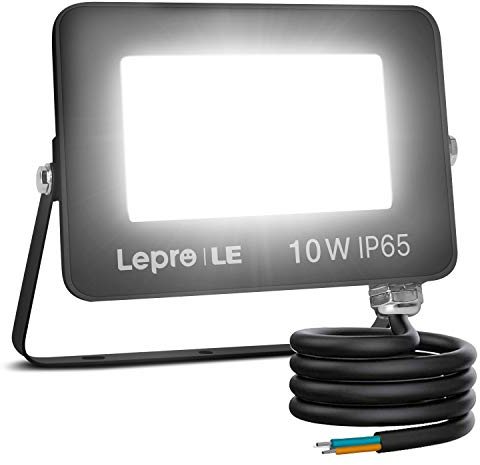 Lepro Foco LED Exterior 10W, Super Brillante 850 lúmenes, Mini Foco LED Blanco Frío 5000 K, Haz de Luz de 110°, Resistente al Agua IP65 Proyector LED Exterior para Jardín, Garaje, Hotel, Patio, etc.