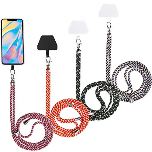 Weewooday 4 Pcs Phone Lanyard Crossbody Phone Strap, Colorful | Crossbody Phone Strap with Patch, Neck Holder Hands Free, Anti Theft for Women Daily Use, Adjustable Universal Fit