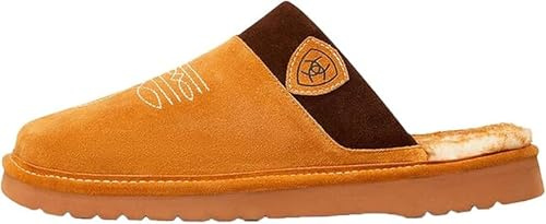 ARIAT Men’s 2842 Silversmith Outdoor Indoor Western Suede Foam Cushioned Square Toe Slipper, Chestnut/Chocolate, 12